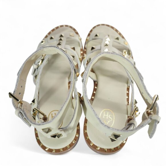 ASH Studded Leather Gladiator Sandals Women's 9/39 White / Gold Accents - Picture 10 of 10